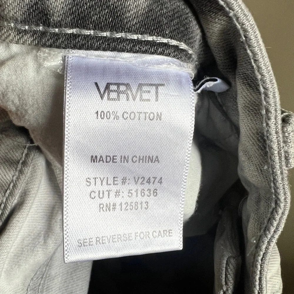 Vervet Ripped Distressed Light Grey Washed Crop Cut Off Baggy Jeans 30 - Picture 13 of 14